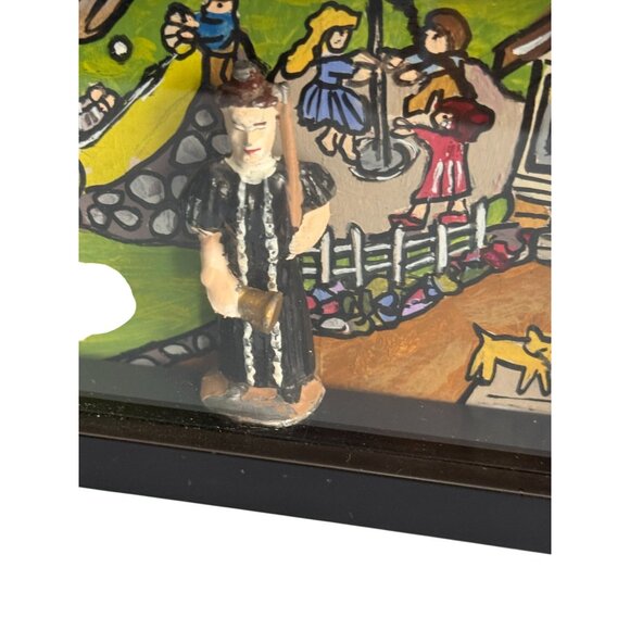 Handcrafted Shadow Box Art "School Maam" By L.D. Wandi Signed 2021 Folk Style 7 - Picture 3 of 8